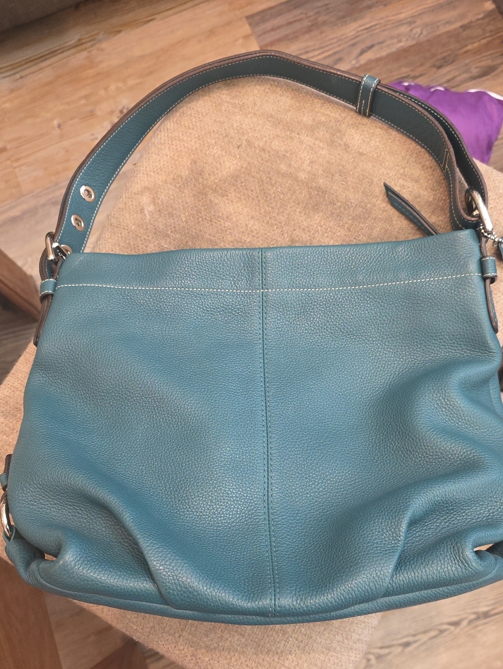 Coach Teal Leather Shoulder Bag Live Show Listing